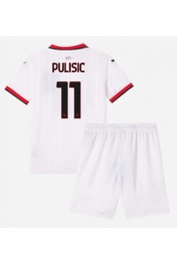 AC Milan Christian Pulisic #11 Jalkapallovaatteet Lasten Vieraspeliasu 2024-25 Lyhythihainen (+ Lyhyet housut)